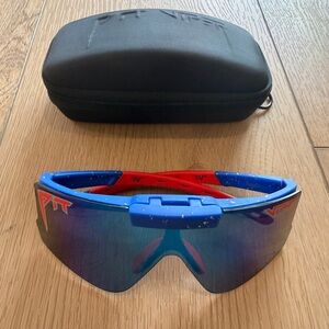 NEW - Pit Viper Red and Blue Sunglasses with Case
